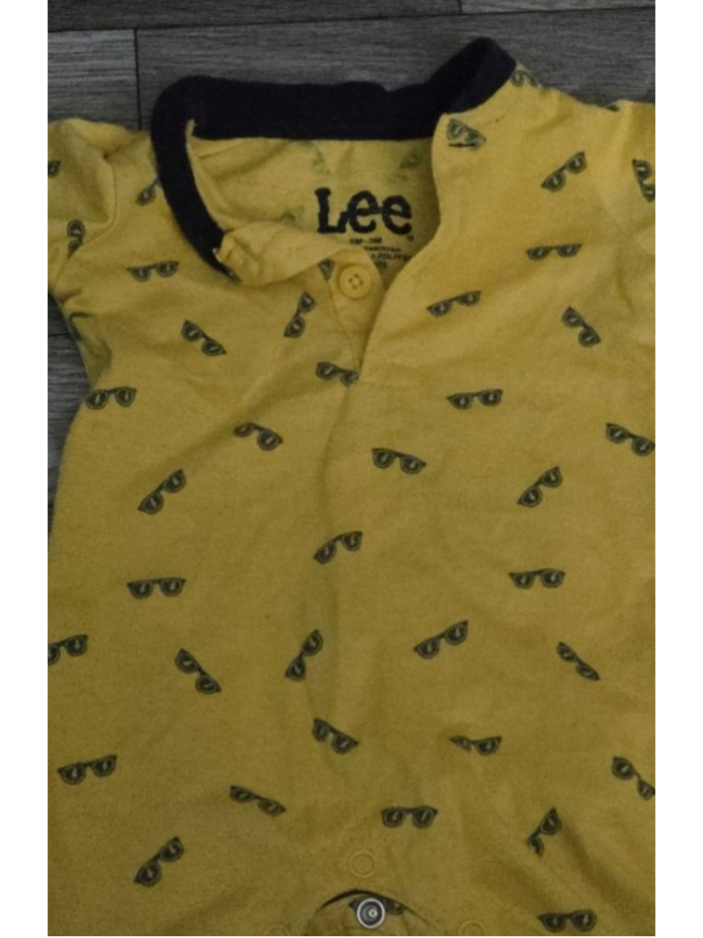 Baby Lee Yellow‎ Navy Sunglasses Bodysuit 0-3 Months